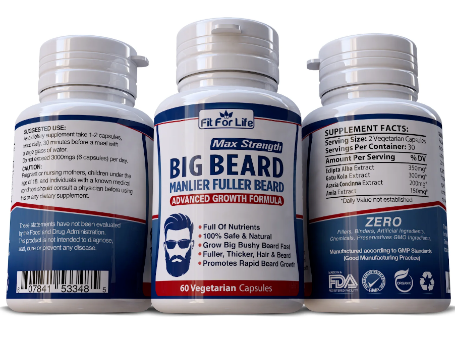 BIG BEARD Advanced Facial Hair Growth Supplement Fuller Thicker Hair & Beard - My Store