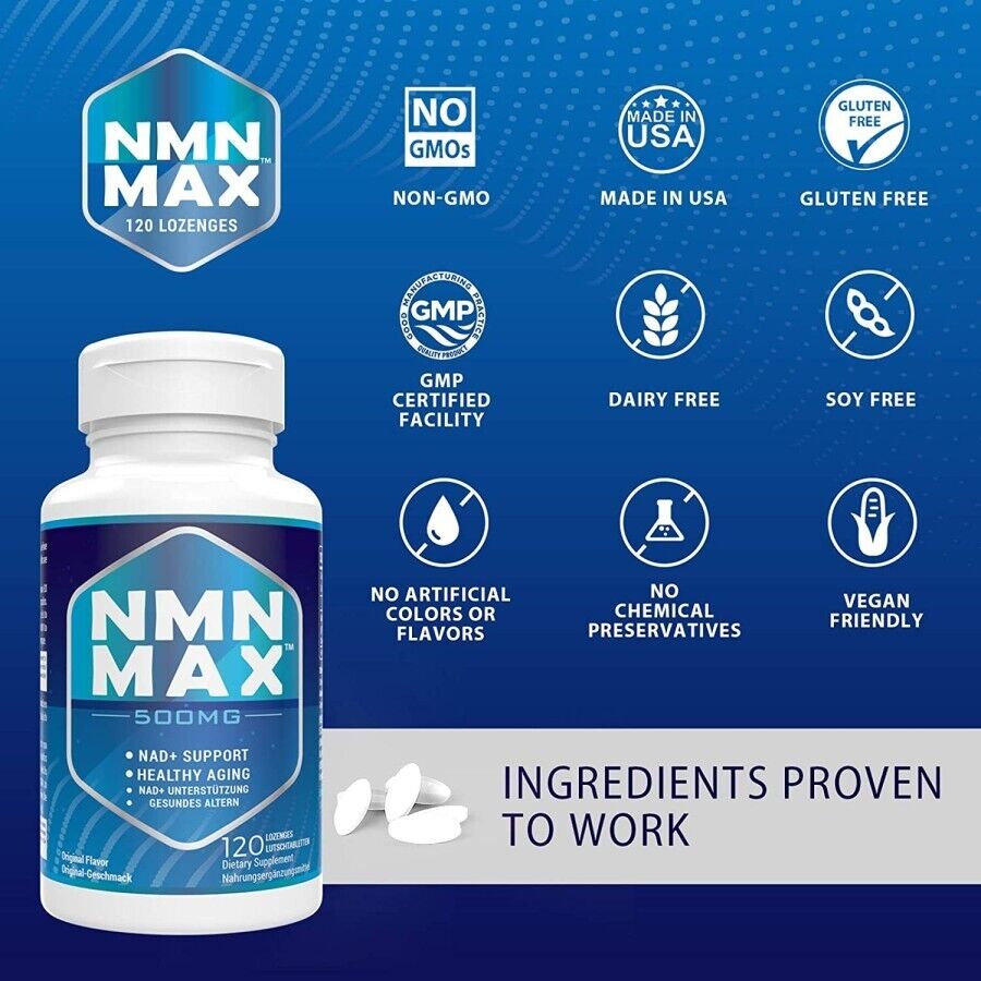 NMN Max Nicotinamide Mononucleotide 500mg per Cap 120 Caps Anti-Aging - myvitamincentre