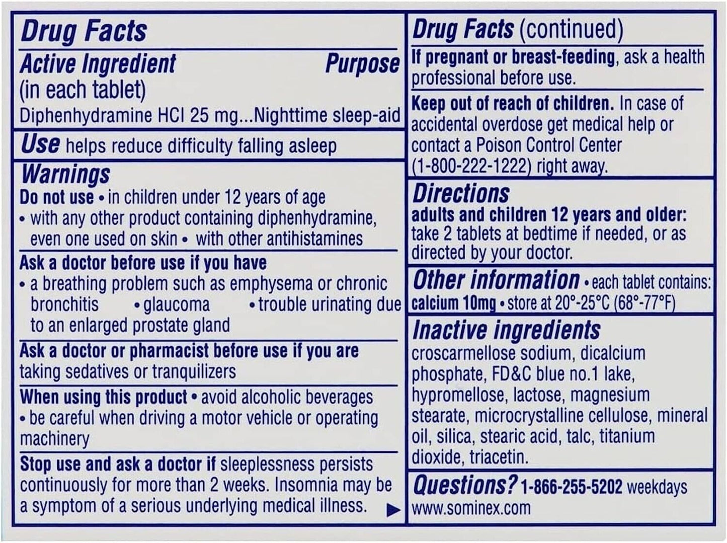 SOMINEX SLEEP AID NIGHT TIME ORIGINAL FORMULA VALUE PACK 72 TABS - myvitamincentre
