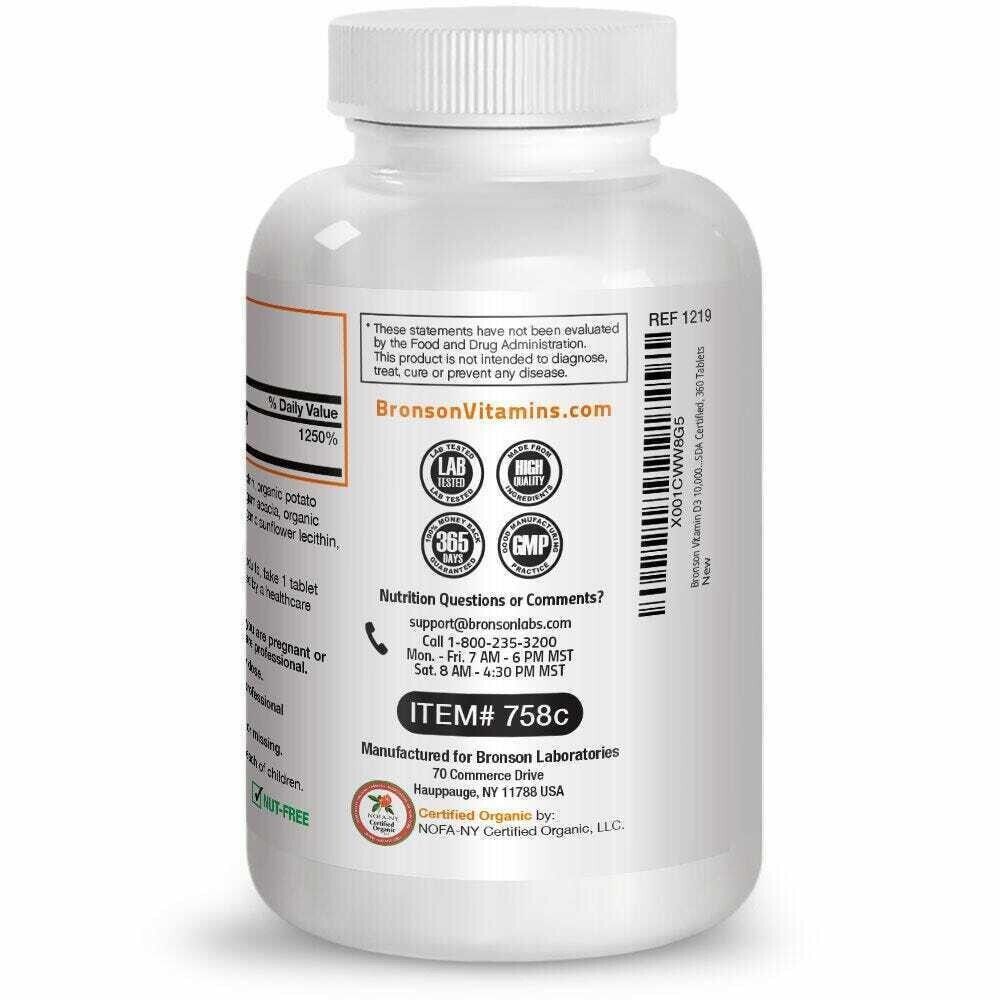 BRONSON Vitamin D3 10,000 IU 360 ULTRA DOUBLE STRENGTH BULK SAVE - My Store