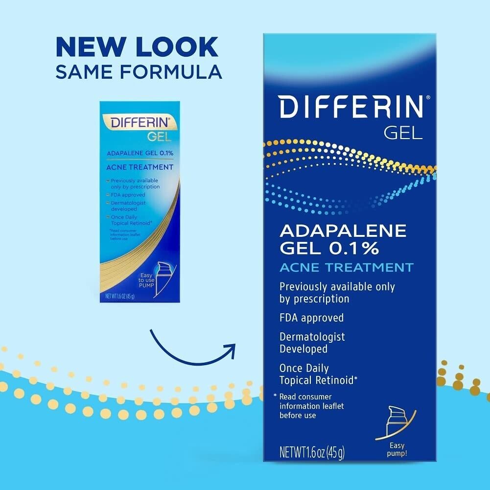 Differin 0.1% Adapalene Gel Maximum Strength Acne Treatment 45g pump - myvitamincentre