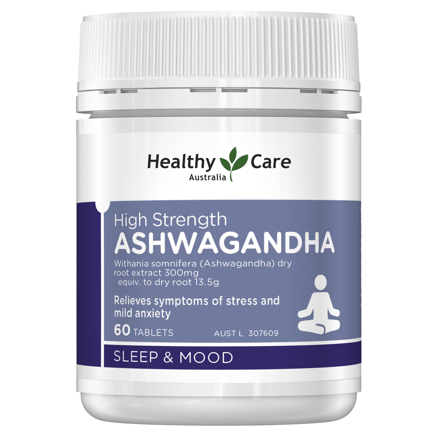 Healthy Care High Strength Ashwagandha - 60 Tablets | Relieves symptoms of stress & mild anxiety - myvitamincentre