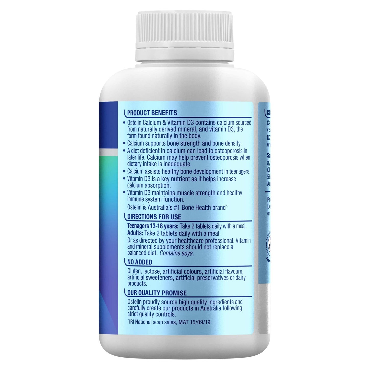 Ostelin Calcium & Vitamin D - D3 for Bone Health + Immune Support, 250 Tablets - myvitamincentre