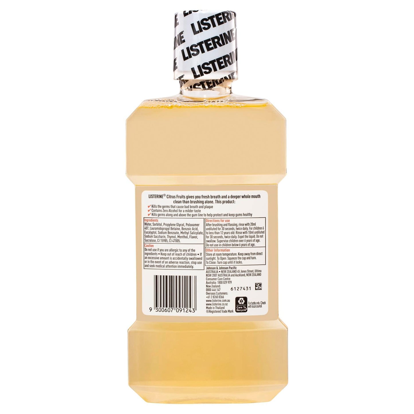 Listerine Citrus Fruits Mouthwash 500 ml, Yellow - myvitamincentre