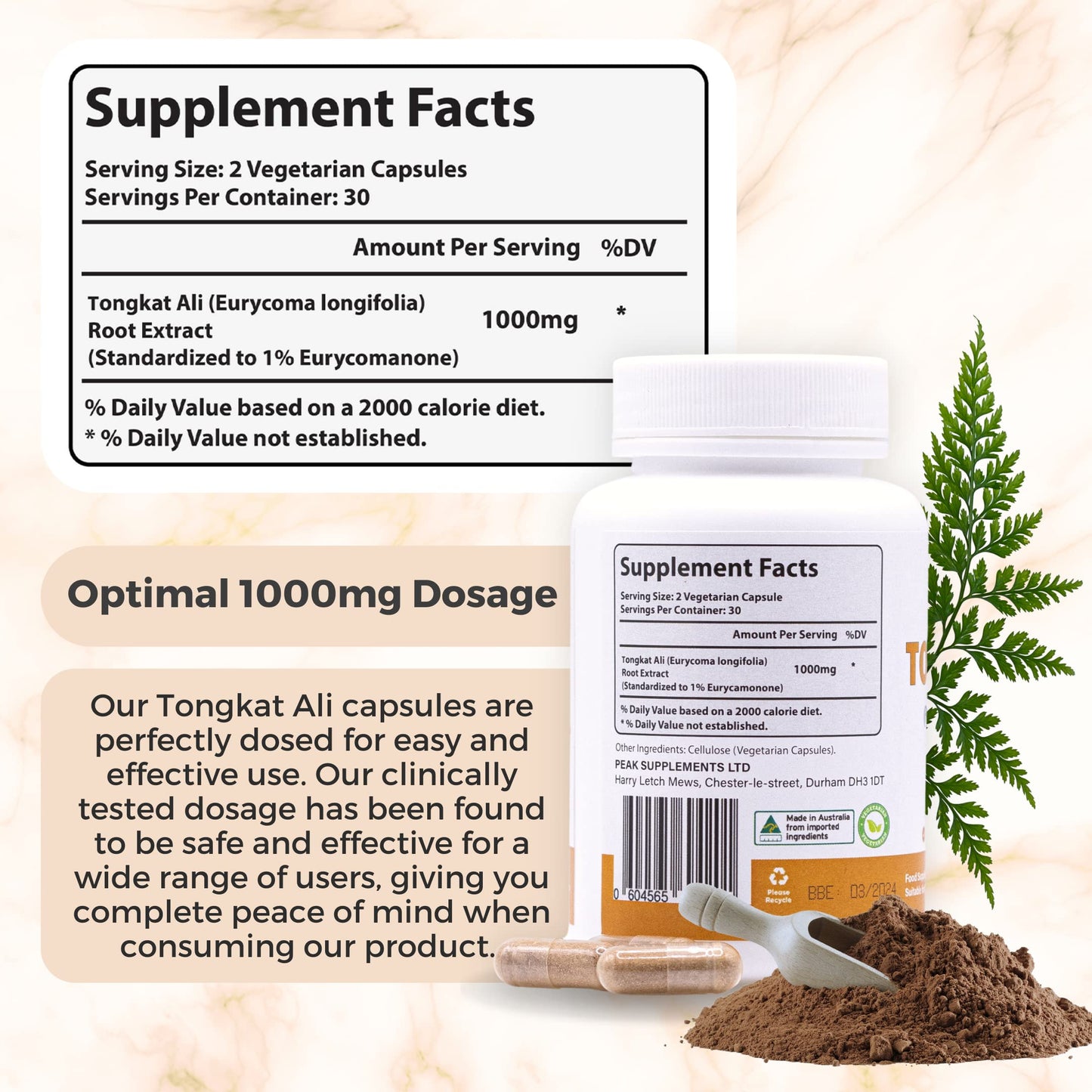 Premium Tongkat Ali Longjack | High Dosage 200:1 Root Extract (1 Months Supply) - myvitamincentre