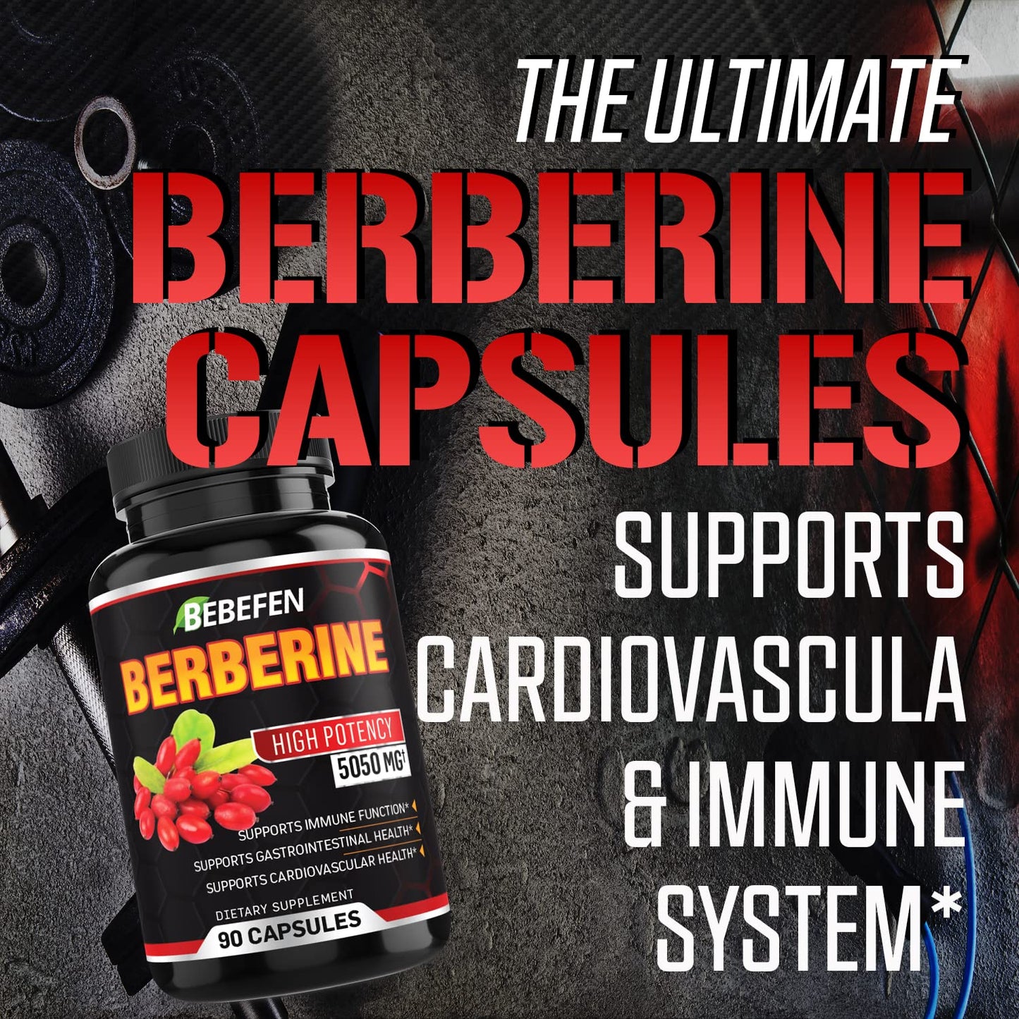 Berberine Capsules - 5050mg Formula Pills with Black Pepper Extract - 90 Capsules Berberine Supplement for Supports Glucose Metabolism, Healthy Immune System, Cardiovascular Heart - 3 Month Supply - myvitamincentre
