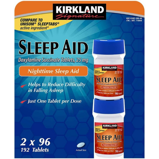 Kirkland night aid 25mg insomnia sleep supplement 192 tabs LONG EXP - myvitamincentre