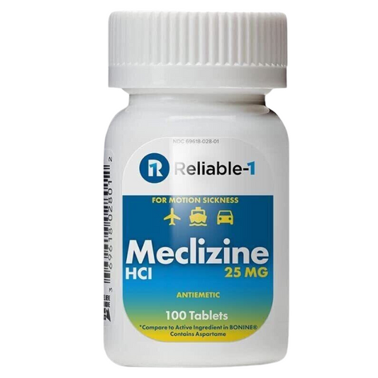 Meclizine HCL 25mg 100ct Anti Nausea MOTION SICKNESS RELIEF - myvitamincentre
