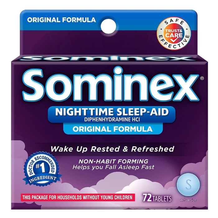 SOMINEX SLEEP AID NIGHT TIME ORIGINAL FORMULA VALUE PACK 72 TABS - myvitamincentre
