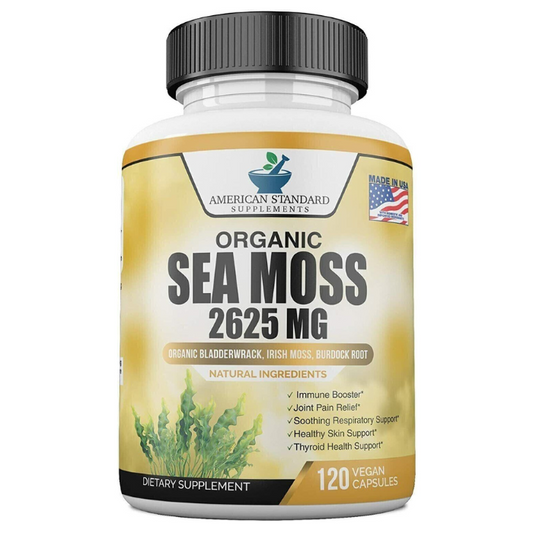 AMERICAN STANDARD ORGANIC SEA MOSS 2625mg Bladderwrack Burdock Root - My Store