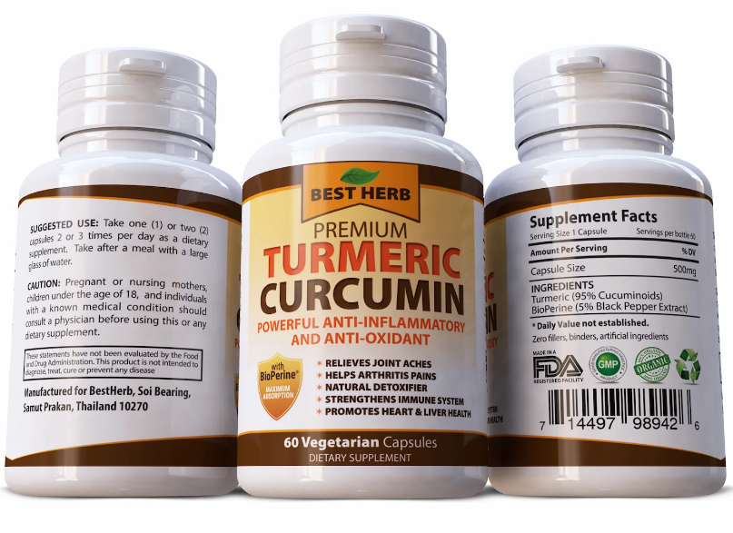 ORGANIC CAPSULES TURMERIC PILLS 95% CURCUMIN PIPERINE BLACK PEPPER TUMERIC - My Store