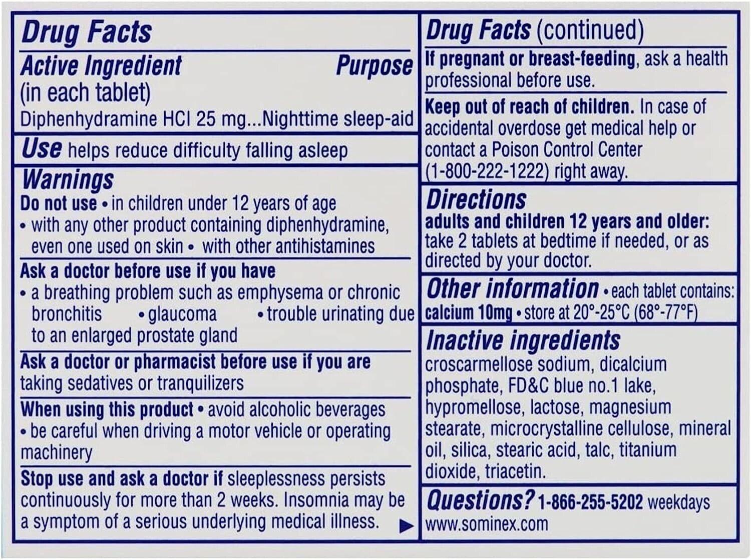 SOMINEX SLEEP AID NIGHT TIME ORIGINAL FORMULA VALUE PACK 72 TABS - myvitamincentre
