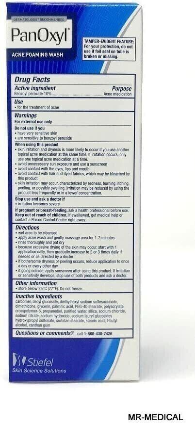 PanOxyl Benzoyl Peroxide 10% Foaming Acne Wash Skin Care - 156g - myvitamincentre