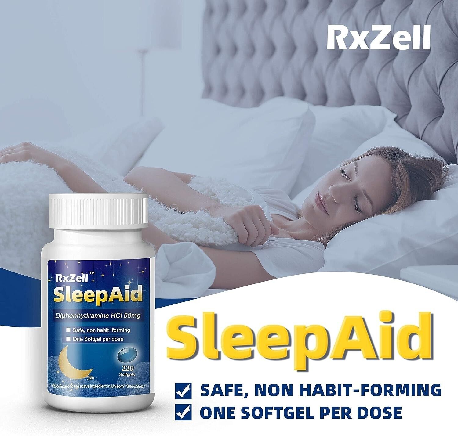 RxZell Sleep Aid 50mg 220 Softgels - FRESH AU STOCK - myvitamincentre
