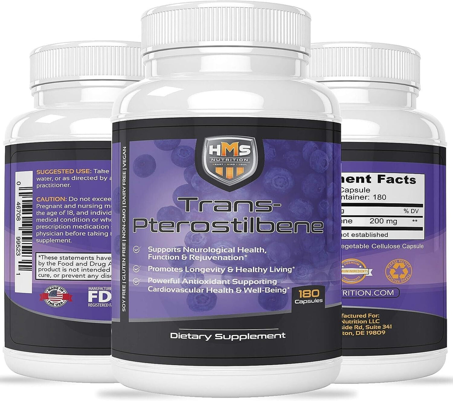 TRANS-PTEROSTILBENE 200mg Anti Aging Longevity Cognitive NAD+ Booster Supplement - myvitamincentre