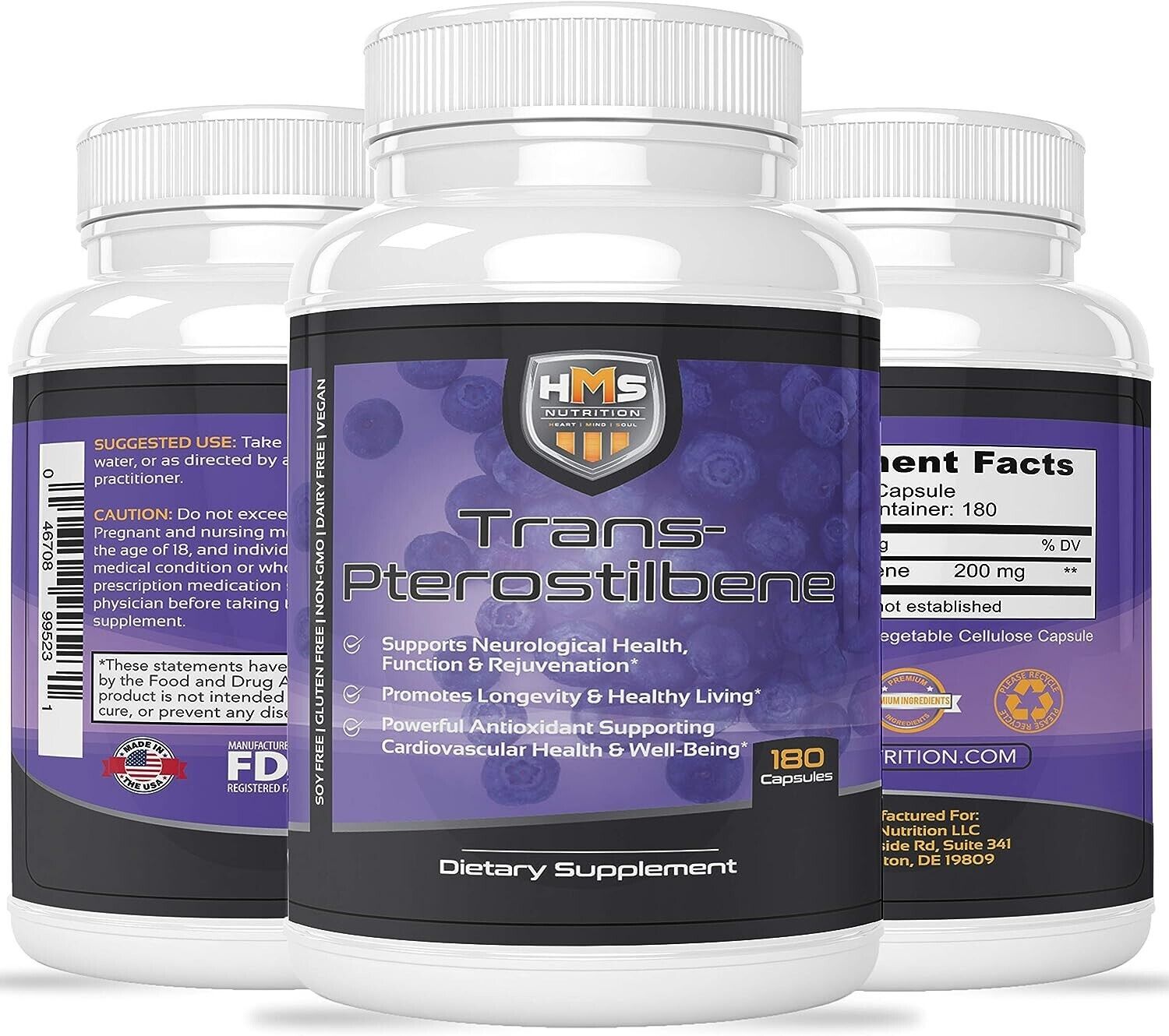 TRANS-PTEROSTILBENE 200mg Anti Aging Longevity Cognitive NAD+ Booster Supplement - myvitamincentre