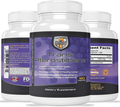 TRANS-PTEROSTILBENE 200mg Anti Aging Longevity Cognitive NAD+ Booster Supplement - myvitamincentre