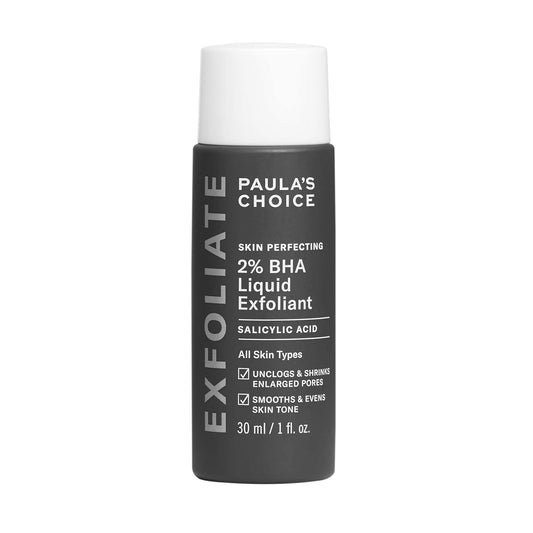 Paula's Choice Skin Perfecting 2% BHA Liquid Salicylic Acid Exfoliant, Gentle Facial Exfoliator for Blackheads, Large Pores, Wrinkles & Fine Lines, Travel Size, 30 mL Bottle - myvitamincentre