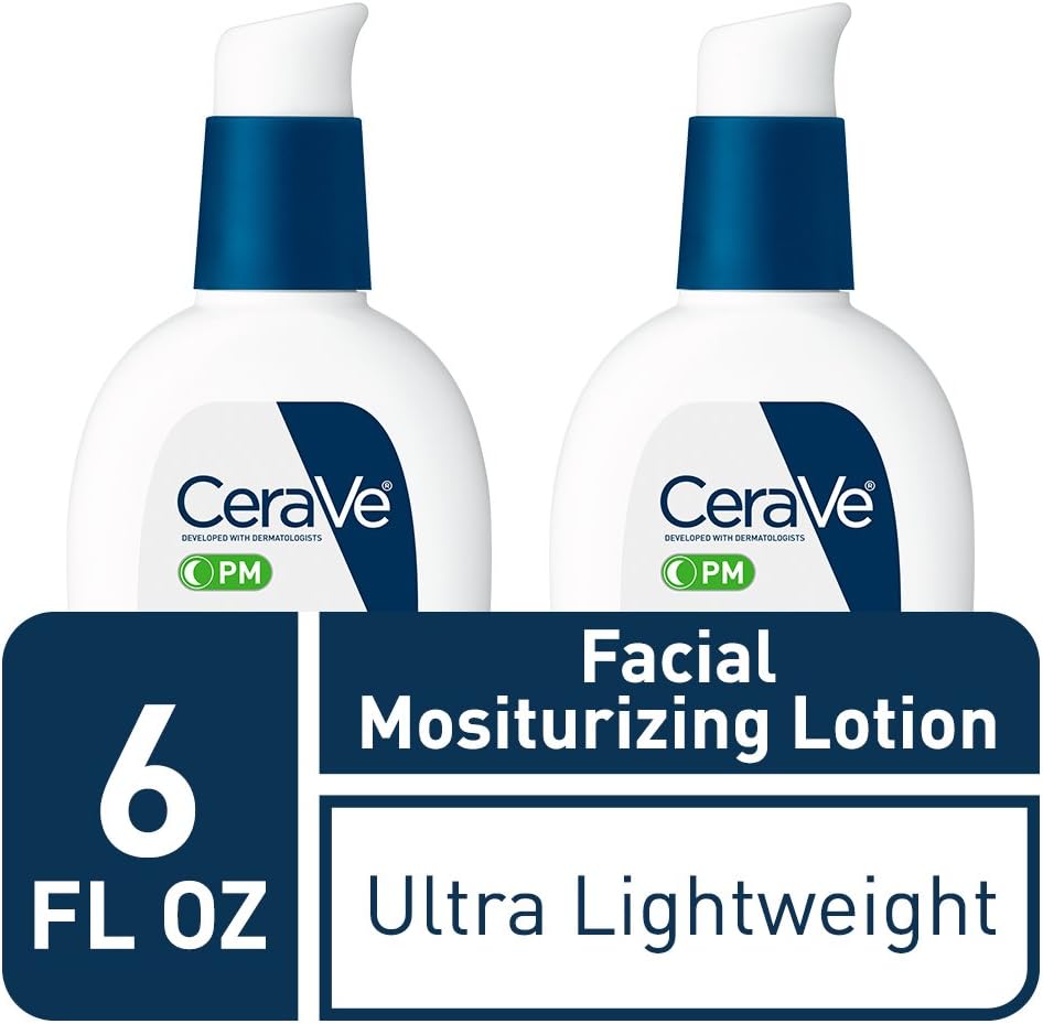 CeraVe Facial Moisturizing Lotion PM | 3 Ounce (Pack of 2) | Ultra Lightweight, Night Face Moisturizer | Fragrance Free - myvitamincentre