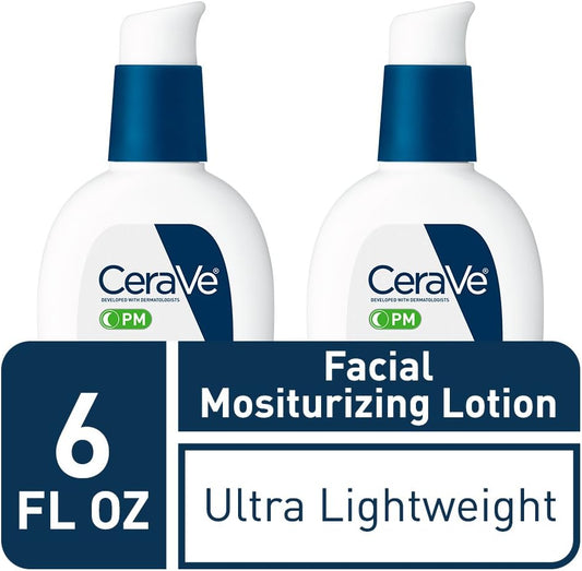CeraVe Facial Moisturizing Lotion PM | 3 Ounce (Pack of 2) | Ultra Lightweight, Night Face Moisturizer | Fragrance Free - myvitamincentre
