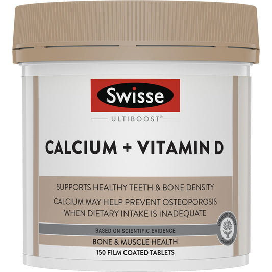 Swisse Ultiboost Calcium + Vitamin D | Supports Healthy Teeth & Bone Density | 150 Tablets - myvitamincentre