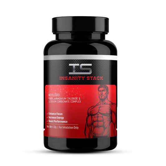 Insanity Stack - Ammonia Smelling Salts for Powerlifters, Weightlifters, Athletes And Gym Junkies - Ammonia Inhalant/Smelling Ammonia. Proudly Australian Made. - myvitamincentre