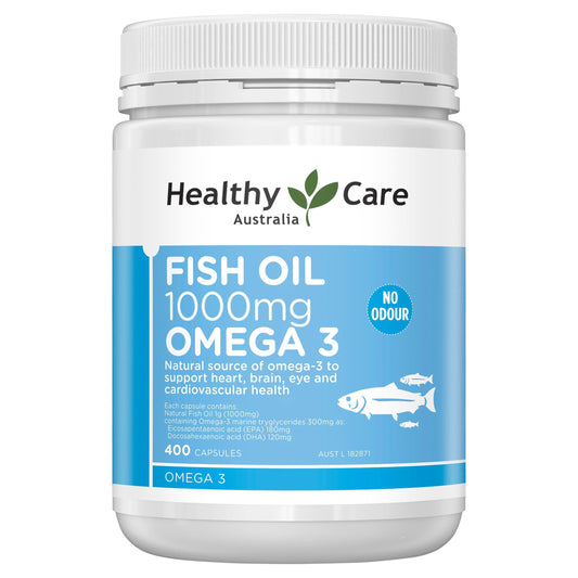 Healthy Care Fish Oil 1000mg - 400 Softgel Capsules | Natural source of Omega 3 to support heart, brain, eye & cardiovascular health - myvitamincentre