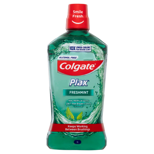 Colgate Plax Antibacterial Mouthwash 1L, Alcohol Free, Freshmint, Bad Breath Control - myvitamincentre