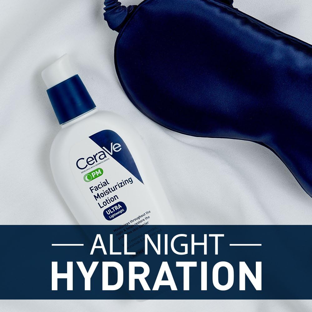 CeraVe Facial Moisturizing Lotion PM | 3 Ounce (Pack of 2) | Ultra Lightweight, Night Face Moisturizer | Fragrance Free - myvitamincentre
