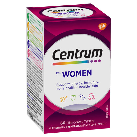 Centrum For Women, Multivitamin with Vitamins & Minerals to Support Energy, Immunity, Bone Health & Healthy Skin, 60 Tablets - myvitamincentre