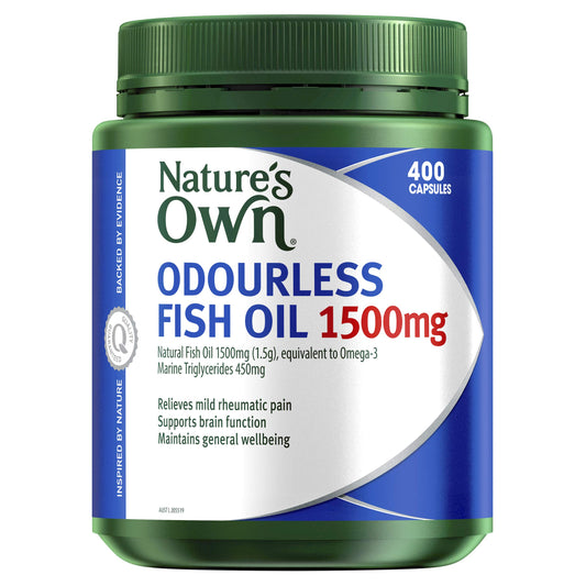 Nature's Own Odourless Fish Oil 1500mg Capsules 400 - Naturally Derived Omega - myvitamincentre