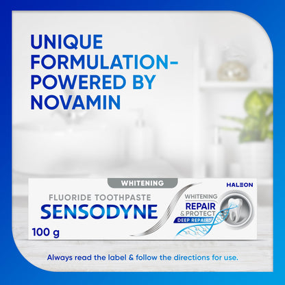 Sensodyne Toothpaste, Repair and Protect, Sensitive Teeth and Cavity Prevention, Whitening, 100g - myvitamincentre