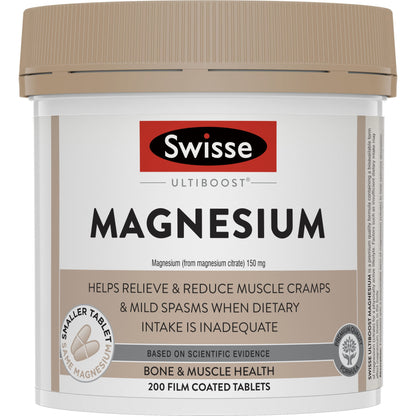 Swisse Ultiboost Magnesium | Helps Maintain a Healthy Nervous System & Muscle Function | 200 Tablets - myvitamincentre