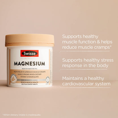Swisse Ultiboost Magnesium | Helps Maintain a Healthy Nervous System & Muscle Function | 200 Tablets - myvitamincentre