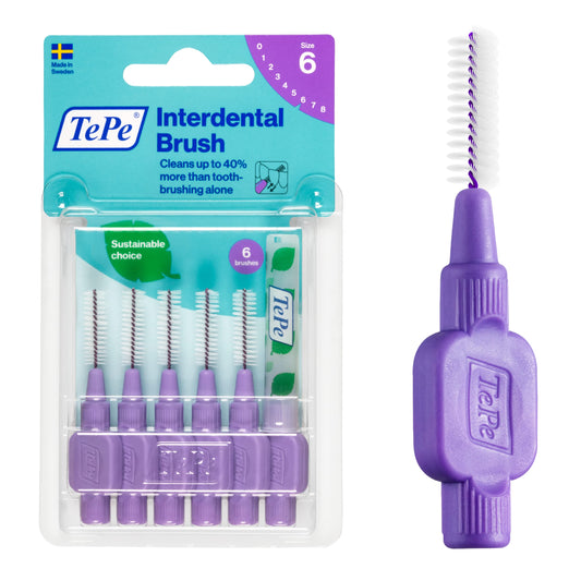 TePe Interdental Brush Original Purple (ISO size 6) 6pcs, Purple - myvitamincentre